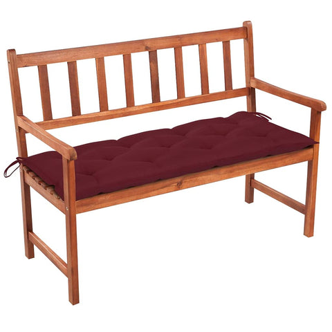 vidaXL Solid Acacia Wood Patio Bench with Wine Red Cushion - Versatile Garden, Deck, Hallway Seating Furniture, with Armrests, Outdoor/Indoor Use, Easy to Assemble, ic Charm