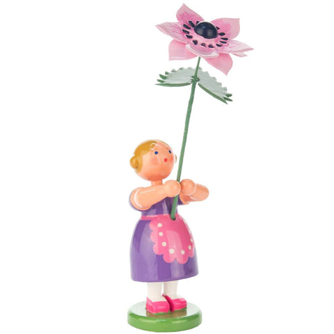 Alexander Taron 013-2009 Dregeno Easter Figurine-Violet Flower Girl-4.5" H W x 1.25" D, Pink Anemone