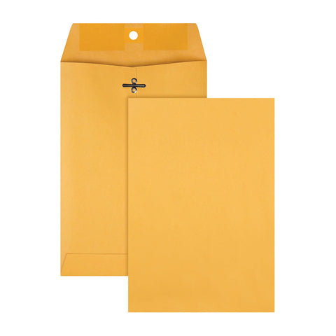 Quality Park 6 x 9 Clasp Envelopes, Clasp and Gummed Closures for Storing or Mailing, 28 lb Kraft Paper, Bulk Dispenser Box, 500/Carton (QUA37555)