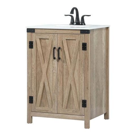 Elegant Decor Grant 24" Aluminum MDF Single Bathroom Vanity in Natural Oak