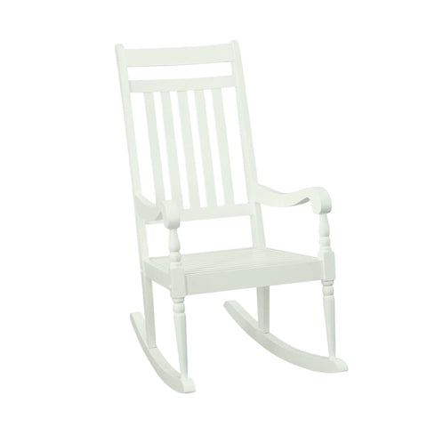 Carolina Chair & Table Belmont Slat Back Outdoor Rocker Chair - Solid Wood Rocking Chair with Armrests Weatherproof White Finish - Classic Comfortable Porch Furniture for Patio, Garden, Living Room