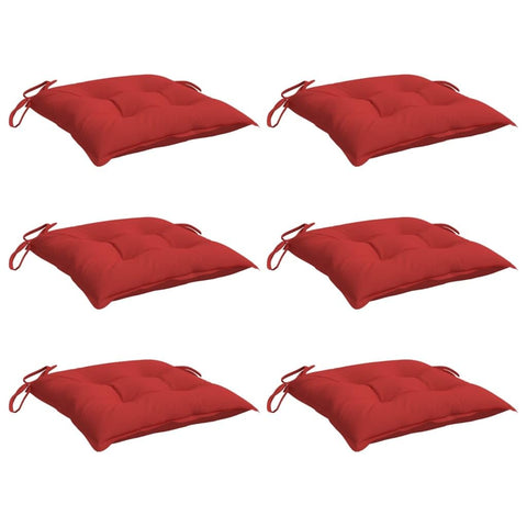 vidaXL Red Chair Cushions 6-Pack – Oxford Fabric Indoor/Outdoor Chair Pads 15.7"x15.7"x2.8" with Non-Slip Ties and Water- Finish