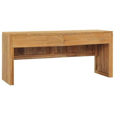 vidaXL Solid Teak Wood TV Stand 39.4"x13.8"x17.7"- Versatile Cabinet with 2 Drawers - Rustic, Colonial-Style Lowboard/Side Cabinet - Natural Finish