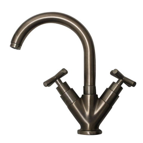 Whitehaus WHLX79250BN Luxe Series Brushed Nickel-PVD Metal Double Handle Bathroom Faucet