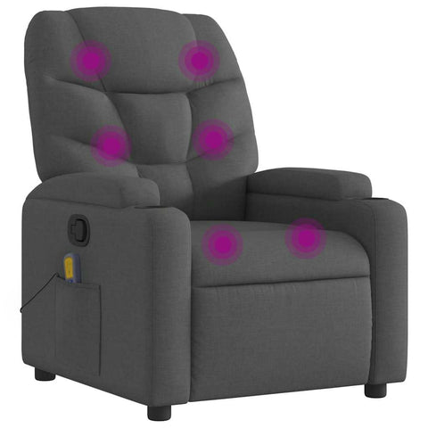 vidaXL Massage Recliner Chair, Adjustable Reclining Armchair for Elderly, Wingback Recliner for Home Theater Cinema, Modern Style, Dark Gray Fabric