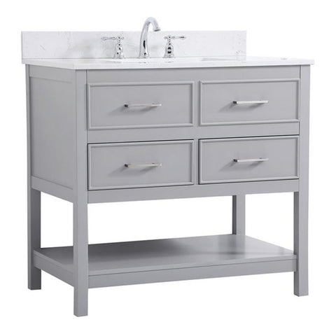 Elegant Decor Sinclaire 36" MDF Single Bathroom Vanity with Backsplash in Gray
