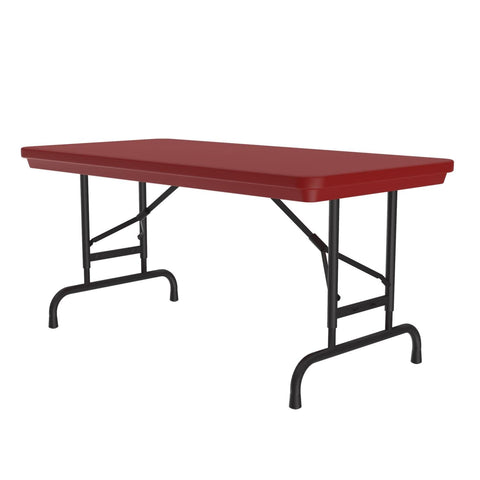 Correll RA2448 25 R Series Blow Molded Plastic Adjustable Height Commercial Duty Folding Table, Rectangular, 24" Width x 48" Length, Deep Red