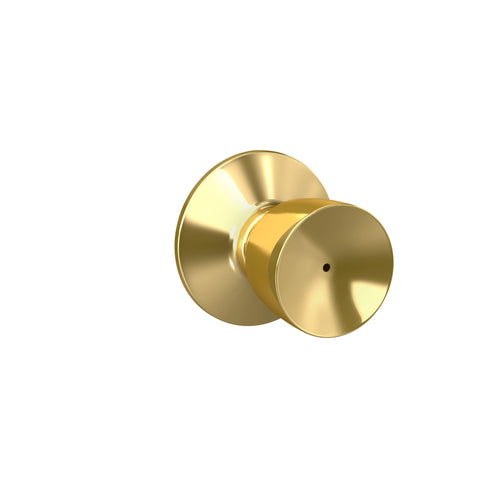 Schlage F40 V BEL 605 Bell Door Knob, Bed & Bath Privacy Lock, Bright Brass