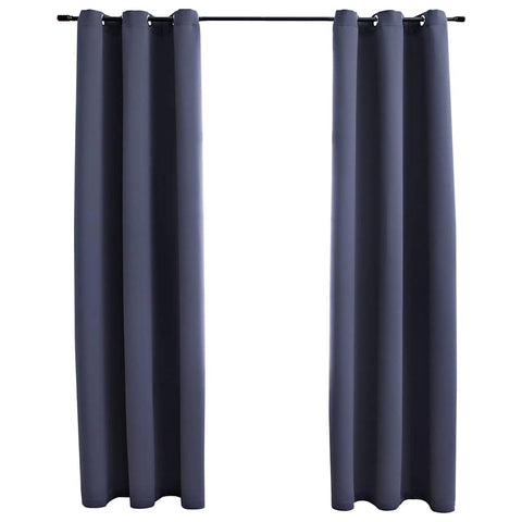 vidaXL Curtains 2 Pcs, Blackout Curtains for Bedroom Living Room, Window Blinds with Rings, Darkening Curtains Drapery, Anthracite Fabric