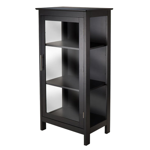 Winsome Poppy Display Cabinet with 3-Sided Tempered Glass, 47.2" H, Black (20523)