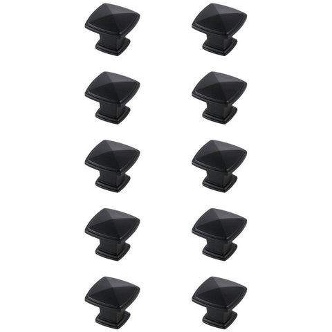 Elegant Lighting Indoor Modern Home Decorative Cabinet/Drawer Hardware Marcel 1.2" Matte Black Square Knob Multipack (Set of 10)