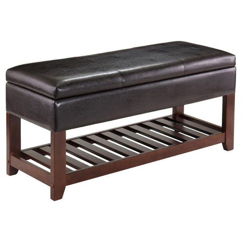 Oakestry Monza Bench with Storage Chest Brown Features a Stylish and Functional Bench with Hidden Storage Spacious Storage Compartment for Blankets Shoes or Household Items Comfortable Padded Seat
