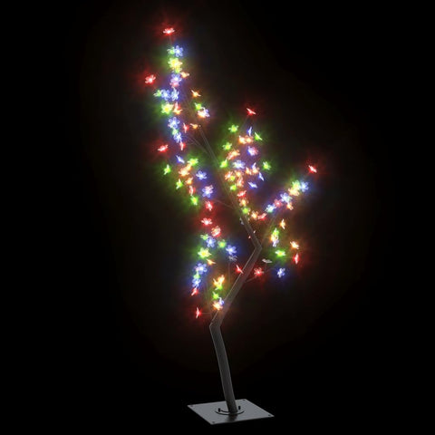 vidaXL 4ft Cherry Blossom Christmas Tree with 128 LEDs, Colorful Light, Energy Saving, 8 Functions Adapter, Indoor or Outdoor Use - Multicolor