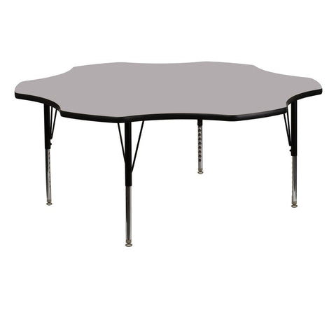 Flash Furniture 60'' Flower Shaped Activity Table with Grey Thermal Fused Laminate Top and Height Adjustable Pre School Legs