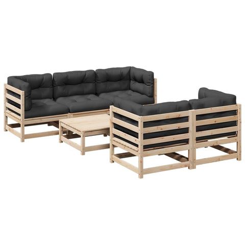 vidaXL Garden Sofa Set 6-Piece Garden Furniture Set with Cushion Slatted Design, Seating Set for Garden Patio, Modular Garden Sofa Lounge, Solid Pine Wood