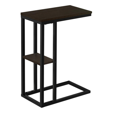 Monarch Specialties 3670 Accent Table, C-shaped, End, Side, Snack, Living Room, Bedroom, Metal, Laminate, Brown, Contemporary, Modern Table-25 H/Espresso/Black, 18.25" L x 10.25" W x 25.25" H