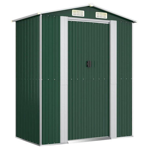 vidaXL Galvanized Steel Garden Shed - Durable Outdoor Storage for Garden Tools and Equipment - Easy Access Gate in Green 75.6"x42.5"x87.8"