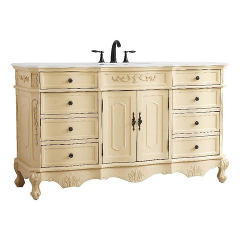 Elegant Kitchen and Bath Danville 60" Single Solid Wood Bathroom Vanity in Beige