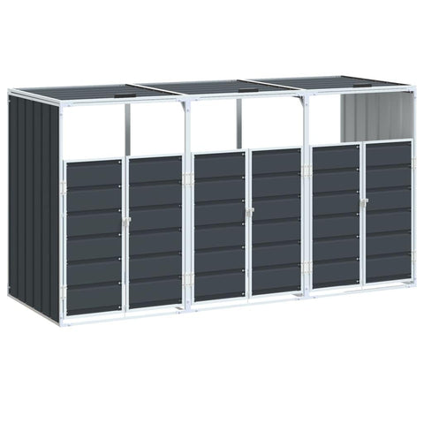 vidaXL Wheelie Bin Storage Anthracite Steel 85"x31.9"x45.3" - Conceals and Organizes Triple Bins - Outdoor Waste Enclosure with Automatic Lid and Ventilation