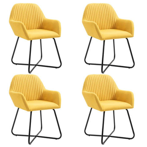 vidaXL Dining Chairs Set of 2 â€“ Yellow Fabric Accent Armchairs with Metal Legs â€“ Modern Seating for Dining Room and Living Room