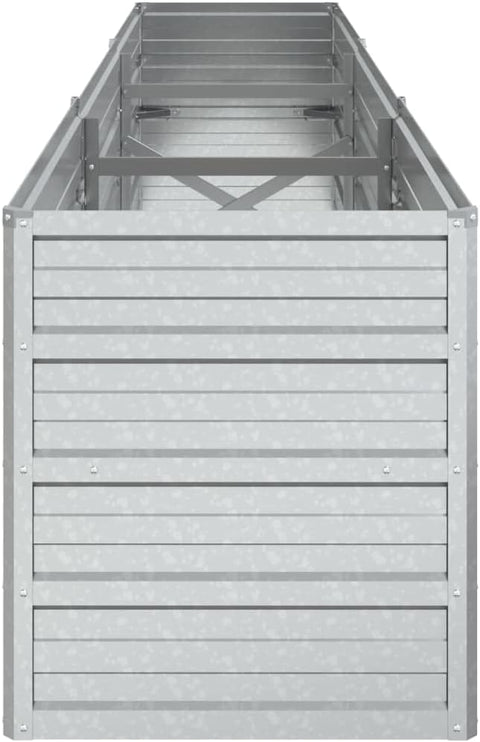 vidaXL Metal Garden Raised Bed - Durable Outdoor Patio Planter in Silver Galvanized Steel - 94.5"x15.7"x17.7" for Balcony, Garden, and Yard