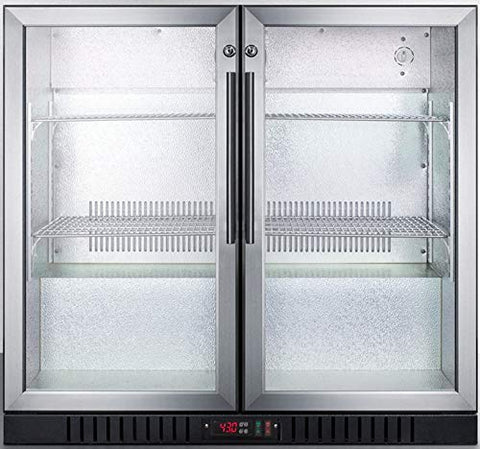Summit 36” Beverage Center, 7.4 cu.ft. Capacity, Commercial Beverage Center, French Door, Stainless Steel & Glass- SCR7012DBCSS