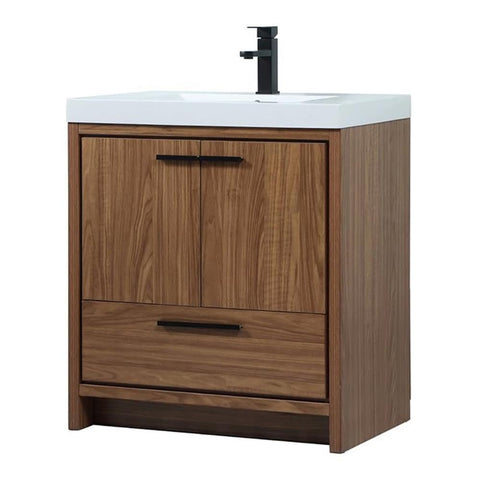Elegant Decor Wyatt 30" Aluminum MDF Single Bathroom Vanity in Walnut Brown