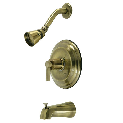 Kingston Brass KB3633NDL NuvoFusion Single-Handle Pressure Balanced Tub and Shower Faucet in Antique Brass