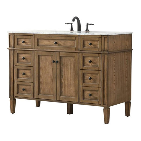 Elegant Decor Park Avenue 48" Aluminum MDF Single Bathroom Vanity in Driftwood