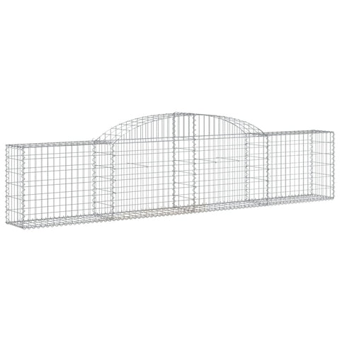 vidaXL Gabion Basket Pair - Galvanized Iron Arched Outdoor Garden Barriers - 118.1x11.8x23.6/31.5 Inches