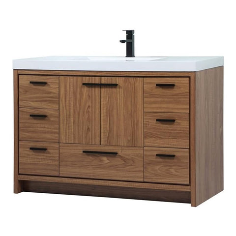 Elegant Decor Wyatt 48" Aluminum MDF Single Bathroom Vanity in Walnut Brown