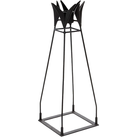 Oakestry 26.75" Wrought Iron Gazing Globe Stand with Base – Black Powdercoat, Fits 10" & 12" Globes, Garden & Patio Décor