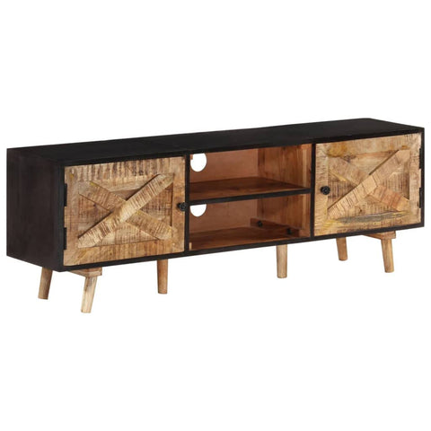 vidaXL - Solid Wood TV Stand with Ample Storage | Rough Mango Wood and Solid Acacia Material | Unique Wood Grain Design | Polished, Painted, and Lacquered Finish