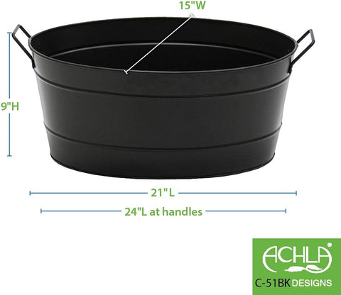 Achla Designs Black Oval Galvanized Steel Tub