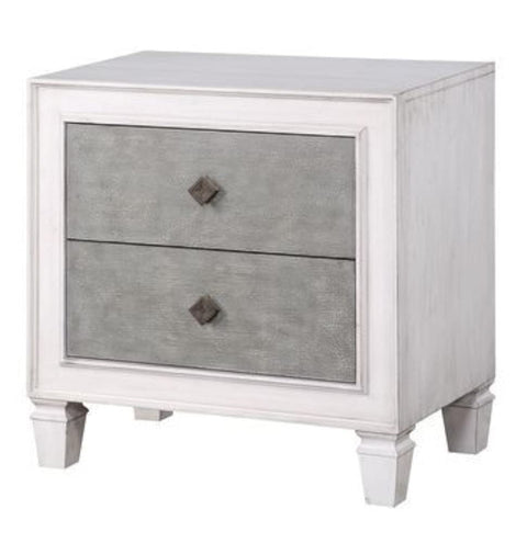 Katia Rustic Gray/White Wood 2-Drawer Nightstand by Acme