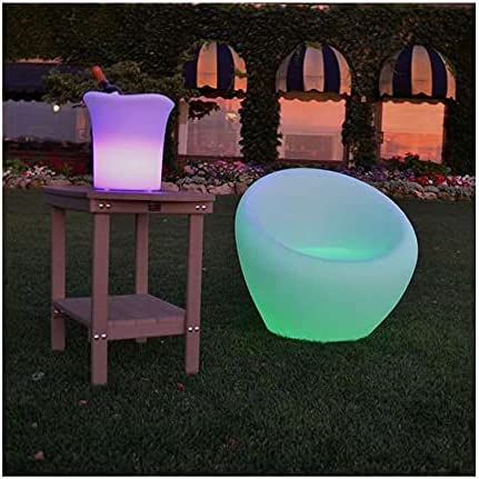 NAPA- LED Illuminated Ice Bucket with 16 color options and 4 color changing modes on the remote. Portable, waterproof, and requires no batteries. Charge lasts approximately 8 hours.