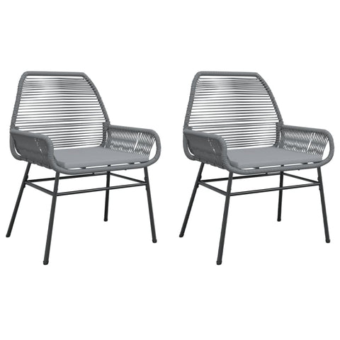 vidaXL Patio Chairs with Cushions - Gray Poly Rattan Garden Outdoor Seating, Powder-Coated Steel Frame, Washable Dark Gray Cushions, 23.6"x22.4"x33.9" UV-