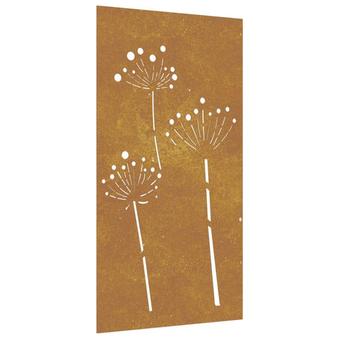 vidaXL Corten Steel Patio Wall Decoration, With y Brown Finish, Flower Pattern, Weather- Metal Wall Art, 41.3"x21.7", Easy Installation, Long-lasting Outdoor Decor