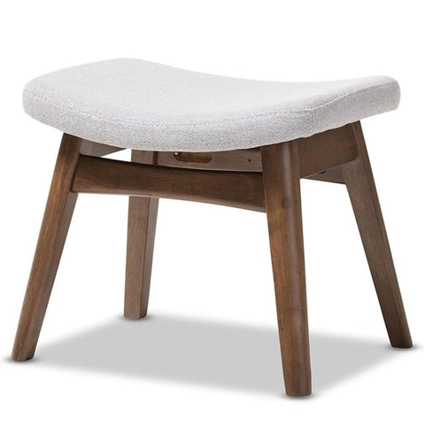 Baxton Studio Vera Mid-Century Modern Light Grey Fabric Upholstered Ottoman