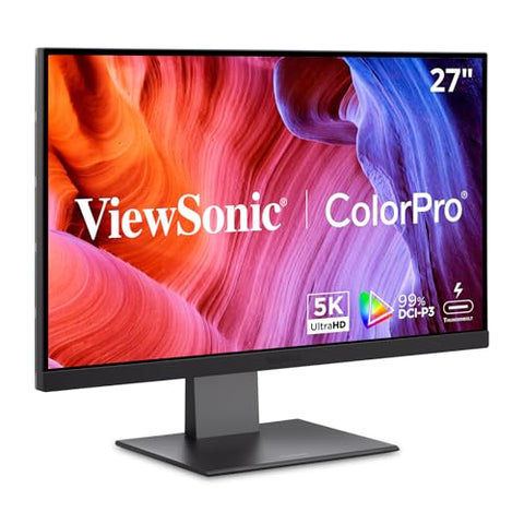 ViewSonic VP2788-5K 27" 5K Mac-Ready Monitor with 100% sRGB, 99% DCI-P3, Pantone Validated, Advanced Ergonomics, Thunderbolt 4, USB Hub, HDMI, and DP for Home and Office