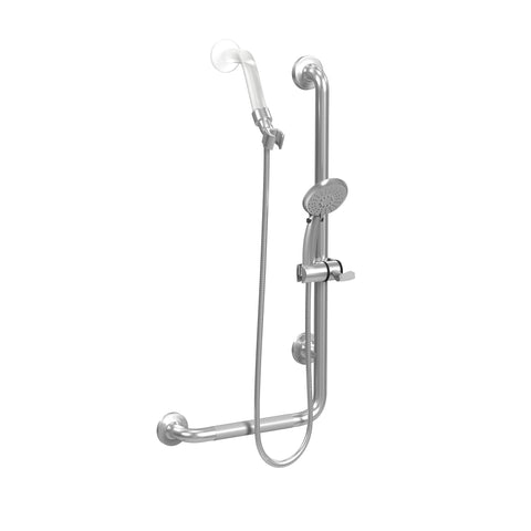 PULSE ShowerSpas 4001R-SSB ErgoSlideBar with Hand Shower, ADA Compliant, Right-Hand Grip, Brushed Stainless Steel