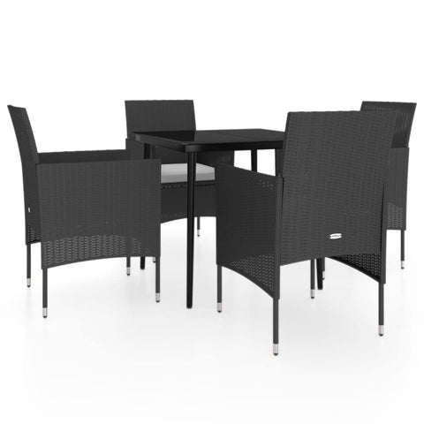 vidaXL Patio Dining Set 5 Piece with Cushions Garden Outdoor Lawn Yard Terrace Balcony Table and Chair Seat Seating Furniture Black