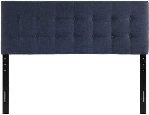 Oakestry Navy Full Headboard Upholstered Linen Fabric Tufted Button Padded Backrest Modern Bedroom Accent Adjustable Mount Durable Soft Panel for Stylish Bed Frame Comfort and Décor