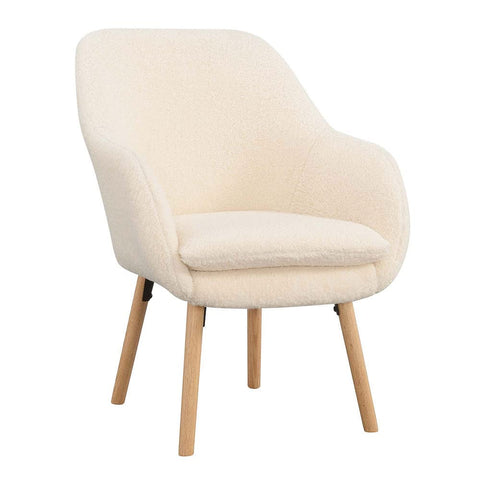 Convenience Concepts Take a Seat Charlotte Wingback Sherpa Accent Armchair 25.25" - Boho Transitional Boucle Lounge Chair for Office, Den, Living Room, Sherpa Cream