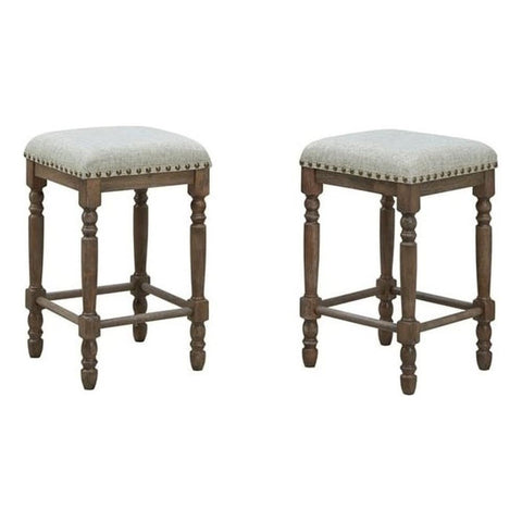Carolina Classic Brittany Deluxe 26" Wood Stool in Walnut Brown (Set of 2)