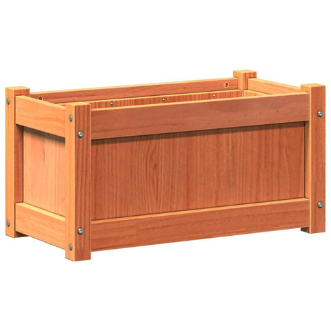 vidaXL Garden Planter Decorative Outdoor Flower Box - Solid Pine Wood, Wax Brown, Ideal for Patio/Balcony/Garden, 23.6" x 12.2" x 12.2"