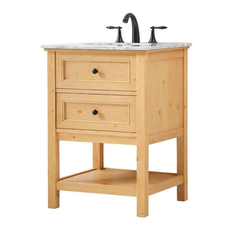 24 in. 1-Drawer Transitional Single Bathroom Vanity, Natural Wood