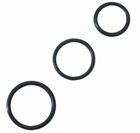 Rubber cock ring set - black pack of 3