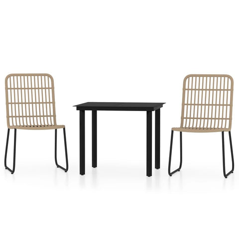 vidaXL Patio Dining Set 3 Piece Garden Outdoor Lawn Yard Terrace Balcony Dining Dinner Dinette Table and Chair Seat Seating Furniture Oak