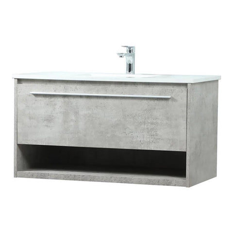 Elegant Decor Roman 36" Aluminum Alloy MDF Single Bathroom Vanity in Gray
